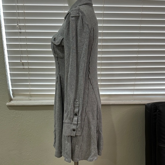 Free People Gray Button-Up Women's Dress - Picture 3 of 6